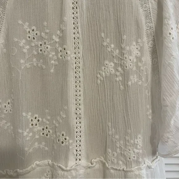 Olivaceous White Eyelet Tiered Short Dress/Tunic Sz-S - Picture 5 of 11
